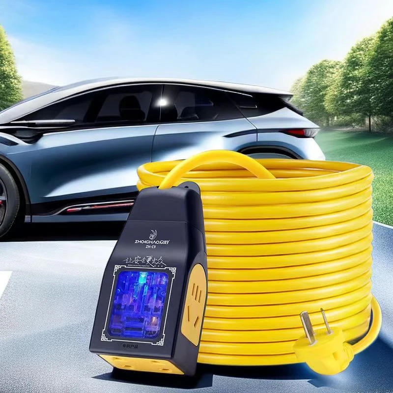 国标两芯软电源线纯铜插座电线电缆户外防摔带线电动车充电延长线