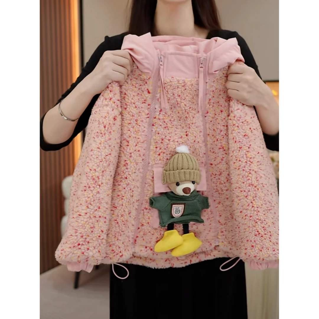 现货-女童装外套2024新款韩版秋冬加厚保暖上衣