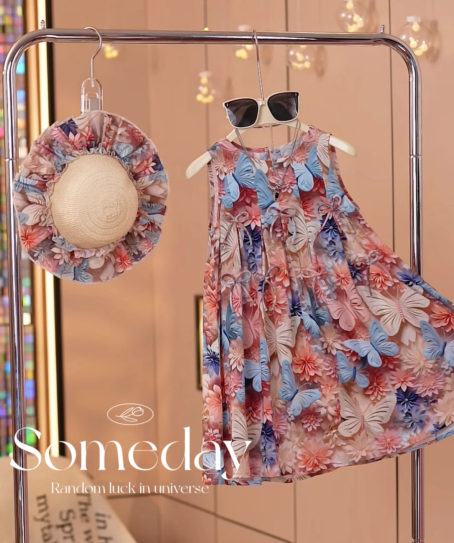 现货-【蝴蝶翩翩】女童夏装连衣裙2024新款洋气裙子夏款女孩裙子