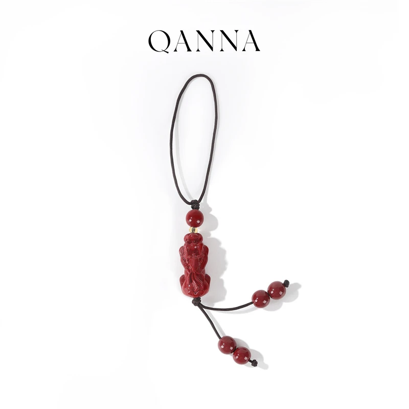 天然辰砂QANNA【福利】天然朱砂貔貅钥匙扣吊坠BL