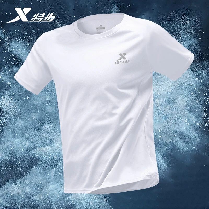特步短袖t恤男夏季透气速干衣宽松大码半袖百搭男士健身运动上衣