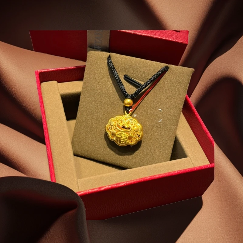 合金吊坠 祥云传承长命锁项坠锁时尚女士平安锦鲤实心精致 编织