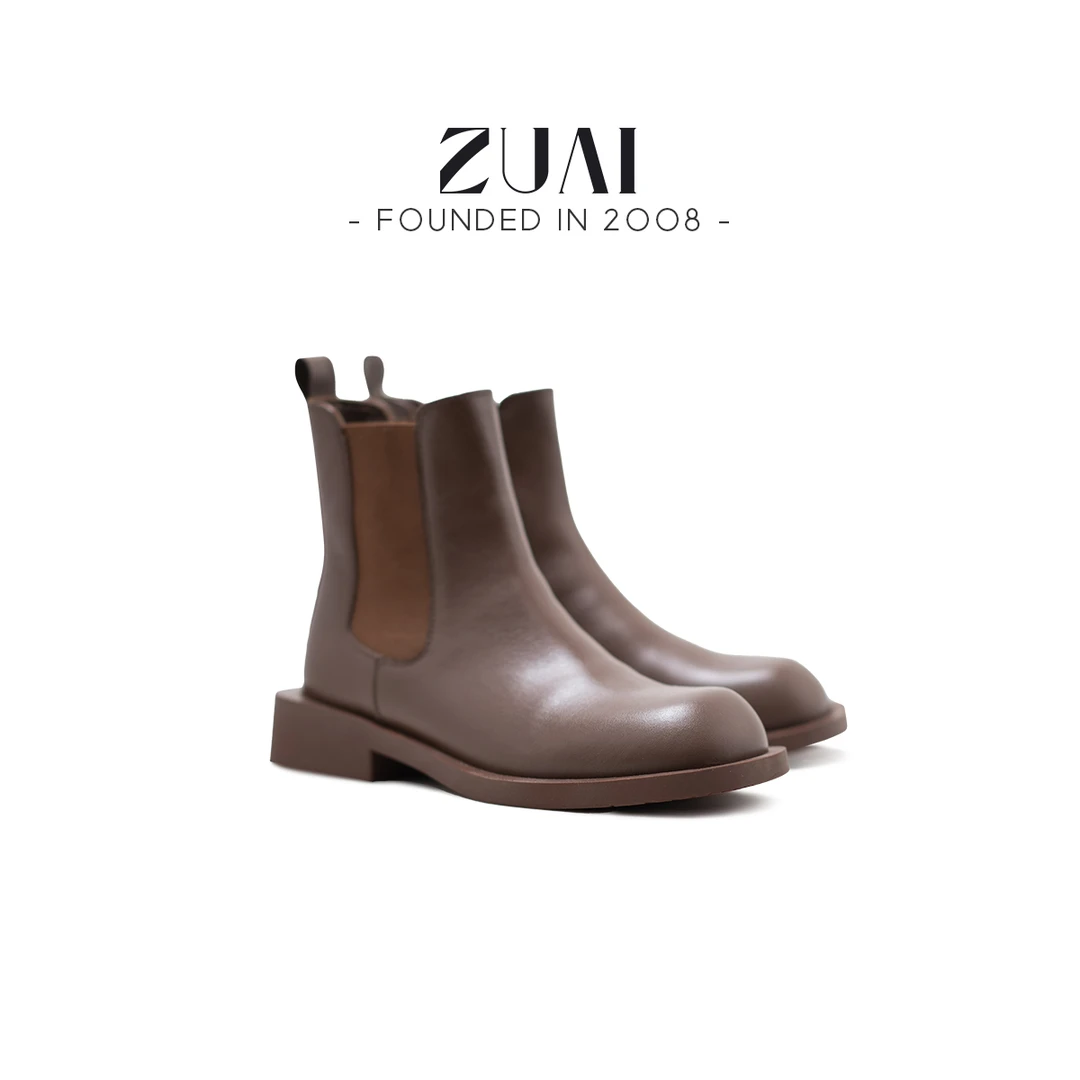【经典切尔西烟筒靴】牛皮面羊皮内里厚底套筒中筒马丁靴23ZUAI162