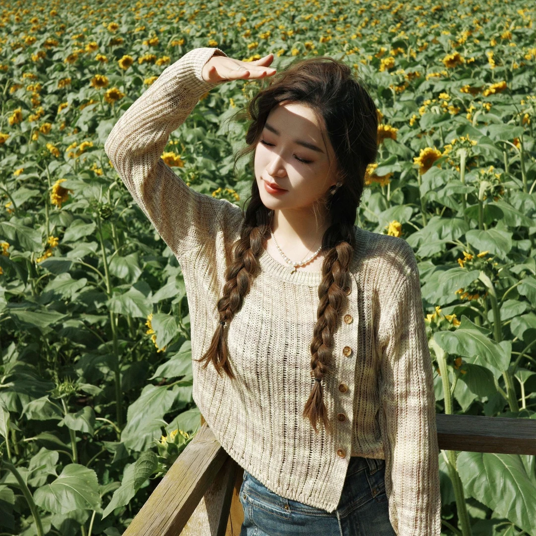 【不规则斜边毛衣】设计感单排扣短款针织开衫上衣WT43FSY061