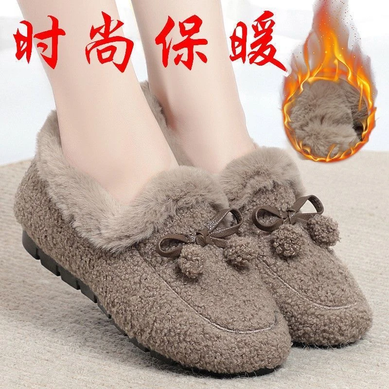 溯源好物【有才臻选】毛毛鞋冬季加绒女鞋韩版平底保暖棉鞋防滑时尚