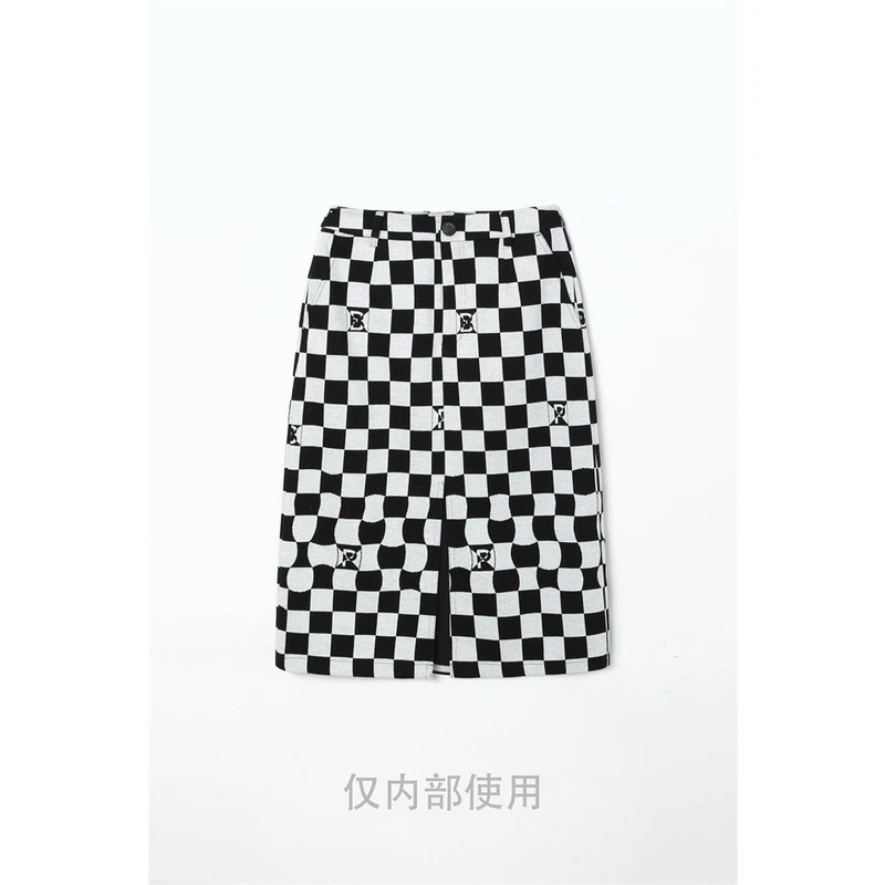 L270棋盘格开叉长裙