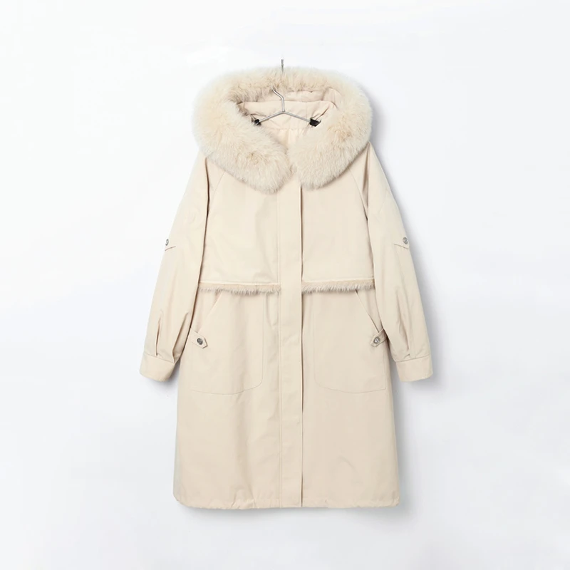 Z023 优雅风衣式派克皮草