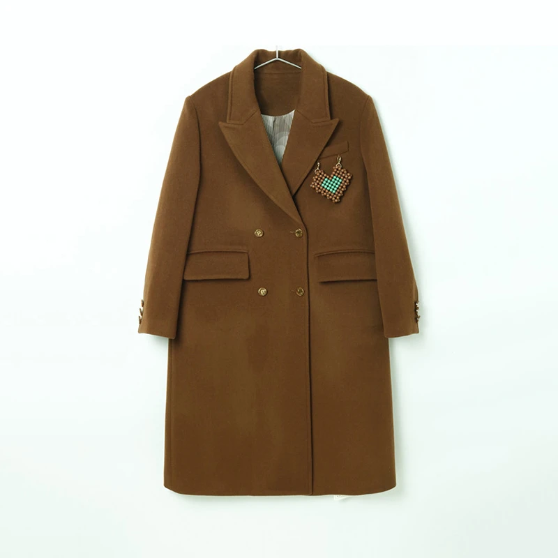 Z115爱心长款呢大衣