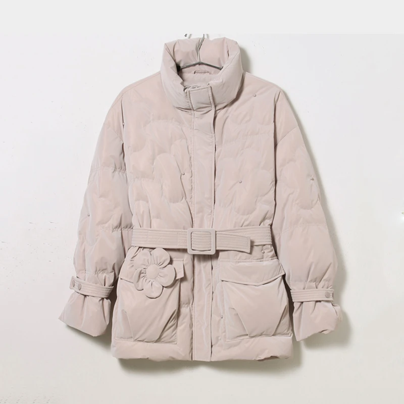 Z112花朵绗线短款羽绒服（北）