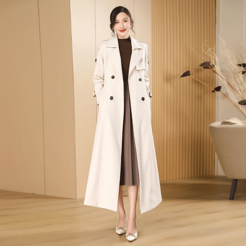 风衣春秋显瘦百搭英伦风过膝女士长款外套气质显瘦高级感双排扣