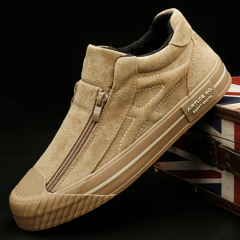 24917 男鞋冬季绒面布鞋加绒软底休闲板鞋新款时尚男士百搭潮鞋