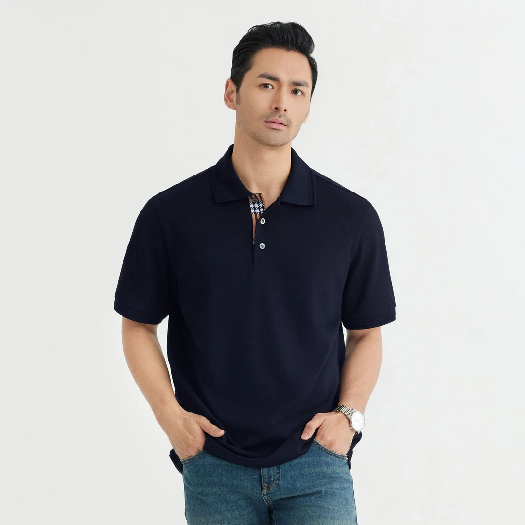 景一【埃及进口海岛棉】全棉男士短袖翻领简约百搭重磅POLO衫