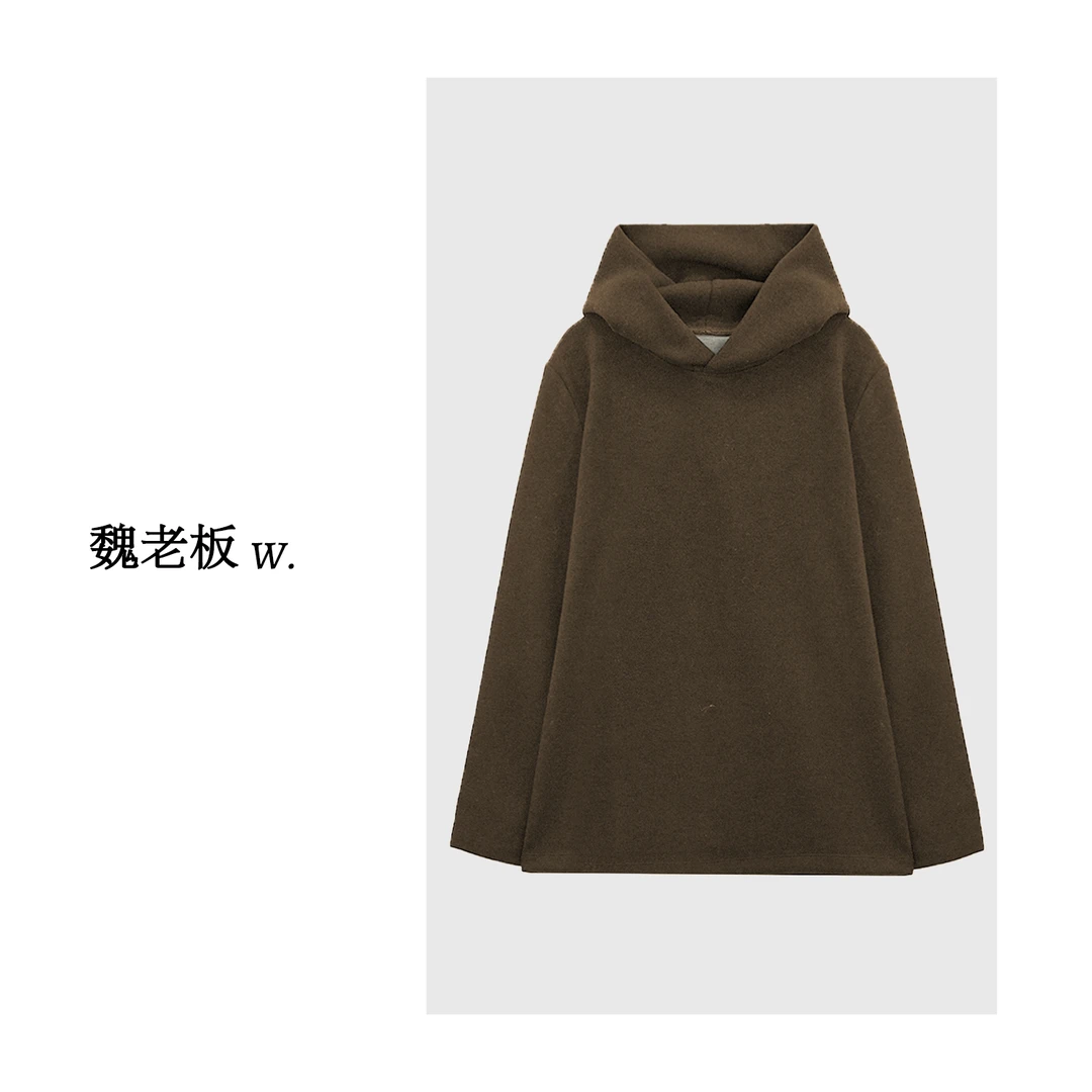 W.Diva【简影】保暖软糯柔软极简百搭款连帽T恤4TDM90410