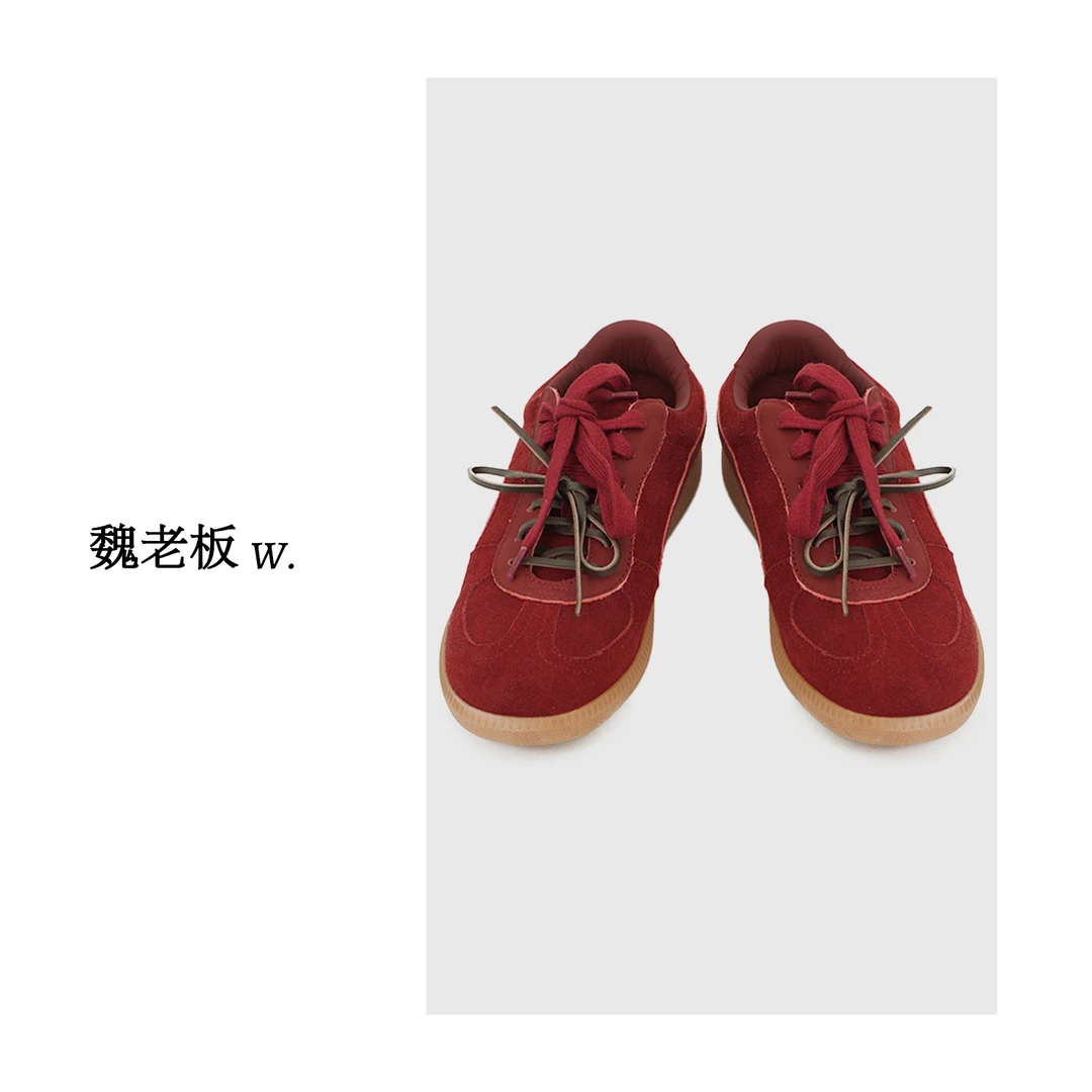 W.Diva【勃朗特】春季安哥拉红经典真皮系带复古德训鞋3XDMA0950