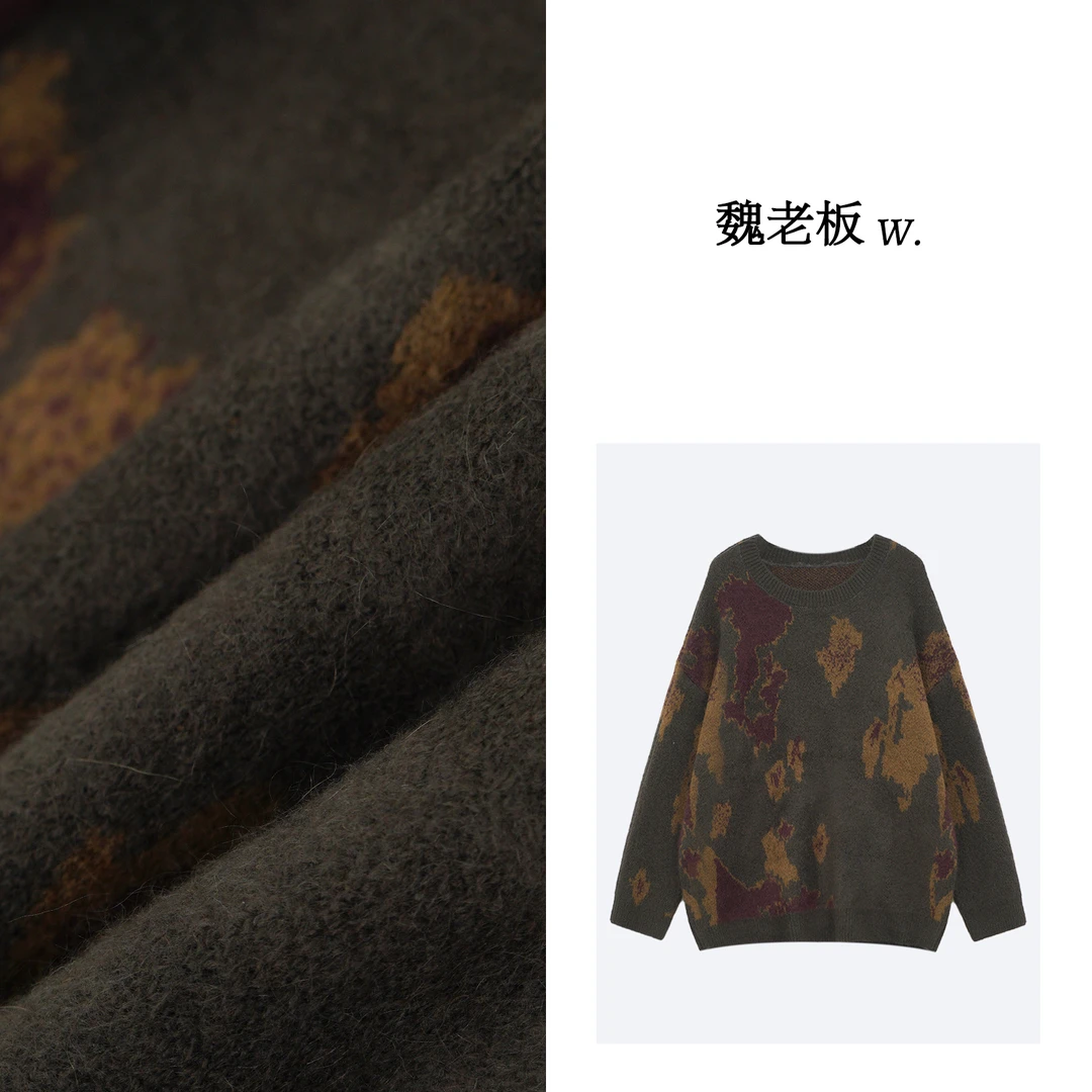 W.Diva【云雀】春季时尚气质百搭康赛妮羊毛宽松羊毛衫4Z0910025