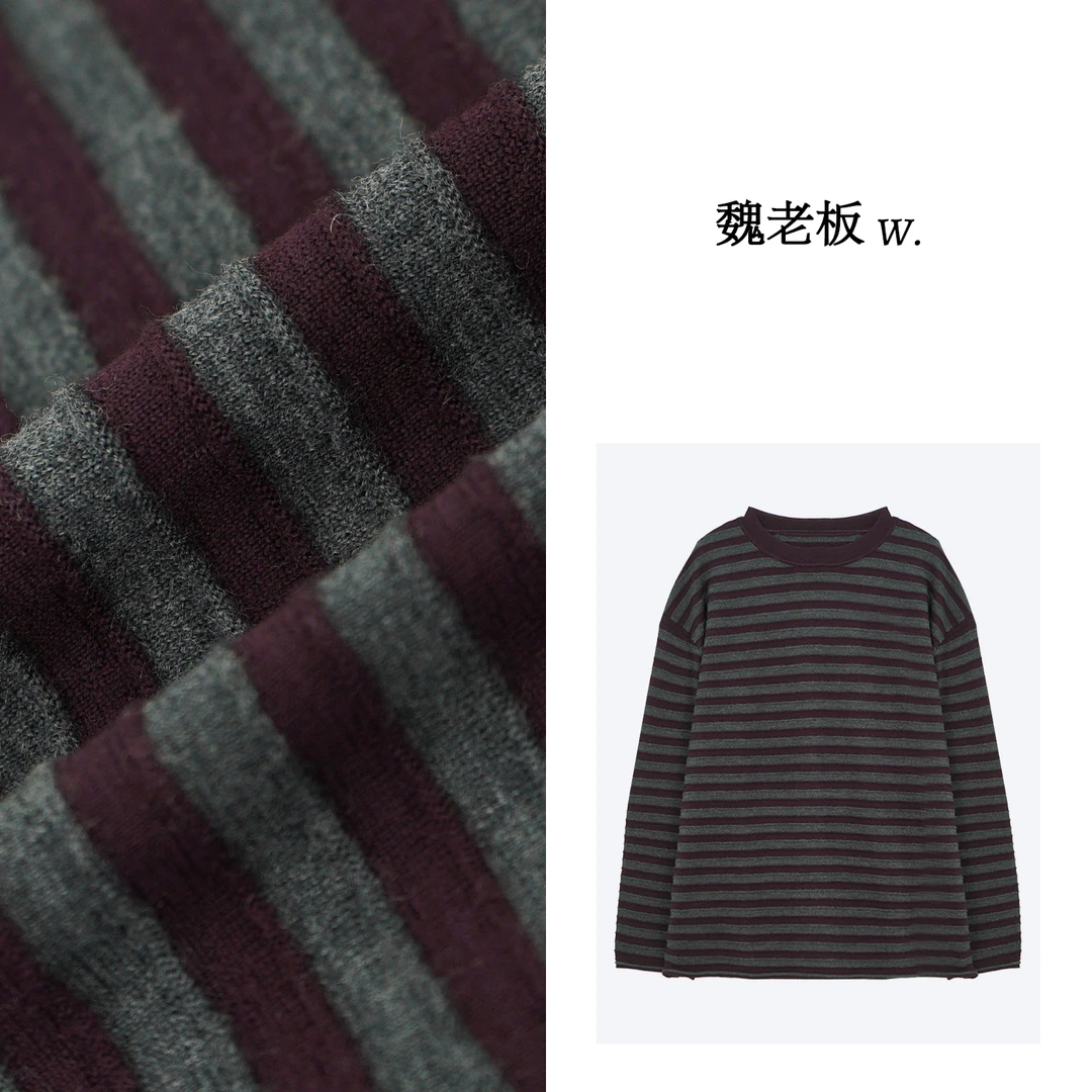 W.Diva【温润】春季100绵羊毛透气休闲舒适宽松圆领针织衫3Z030W014