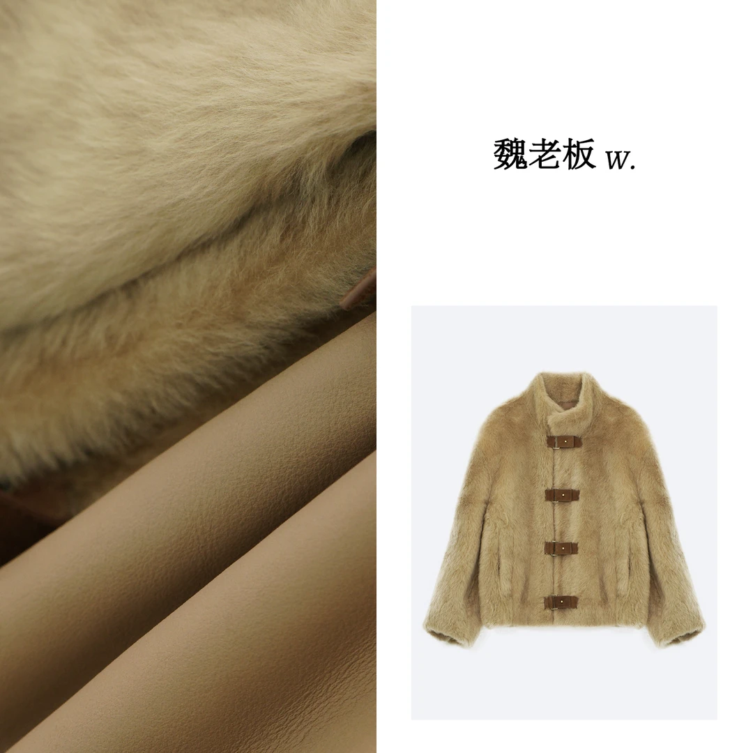 W.Diva【伟大的作品】早春法国进口拉贡皮毛一体立领外套4C0222102