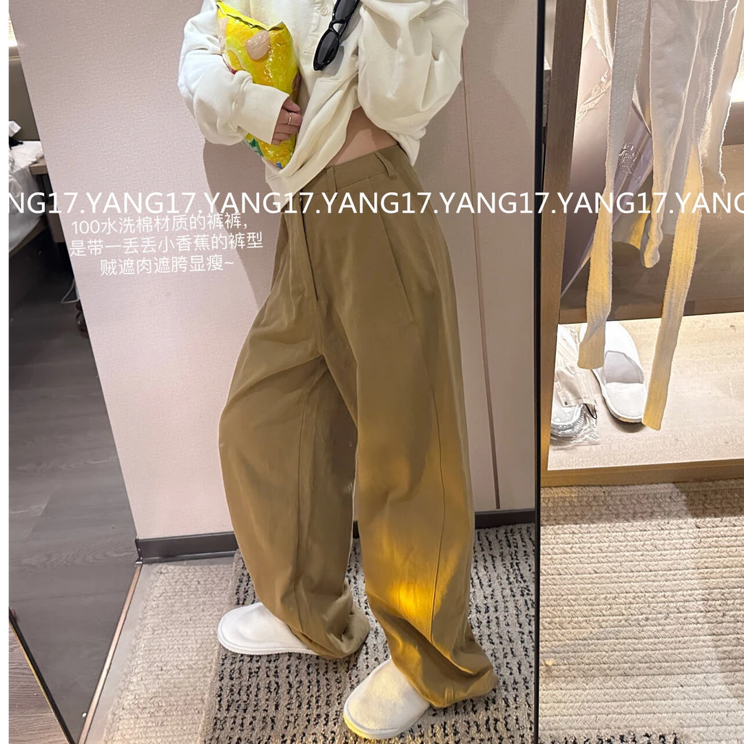 杨十七 韩代弯刀卡其裤 遮胯显瘦梨形都好穿的 100水洗棉 显腿长