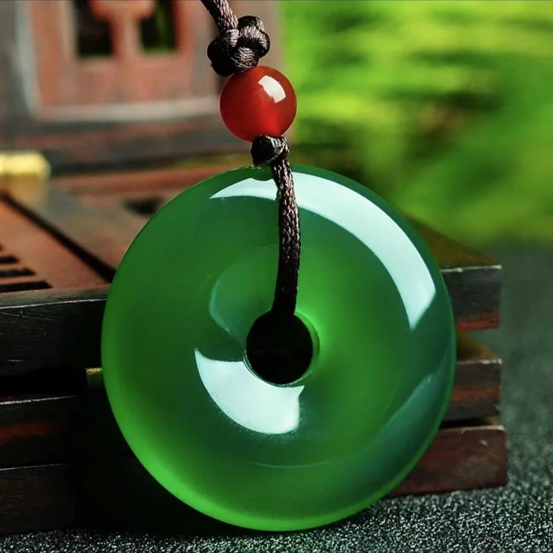 天然绿玛瑙平安扣吊坠 男女佩戴约29mm