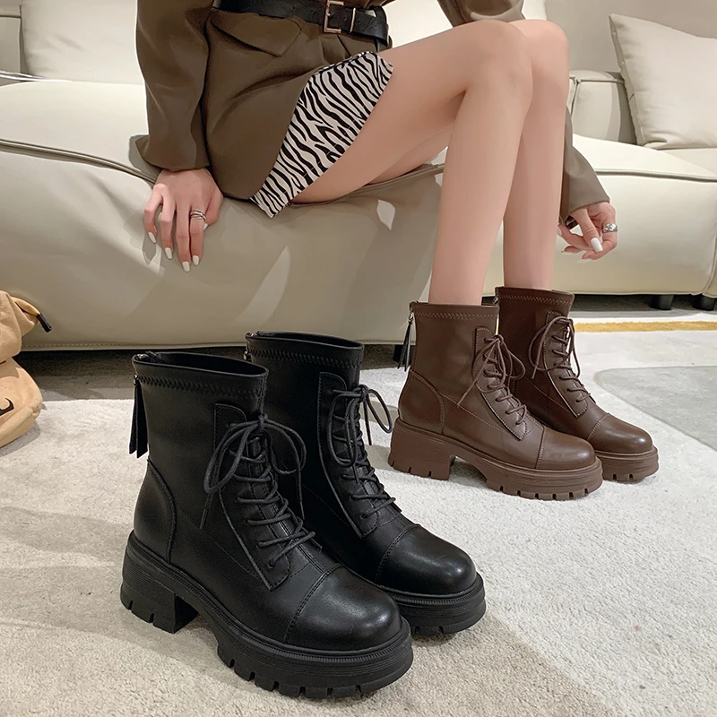 【新款上新】时尚百搭网红系带ins英伦风短靴249043