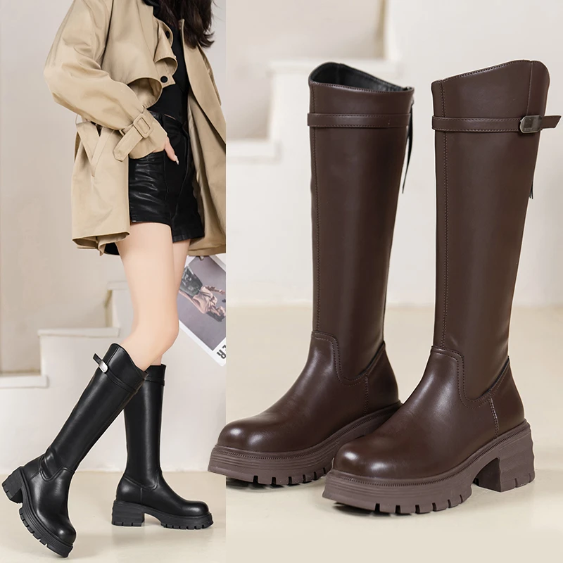 【新款瘦腿神器】秋冬百搭小个子时尚厚底维密长靴249060（加绒）