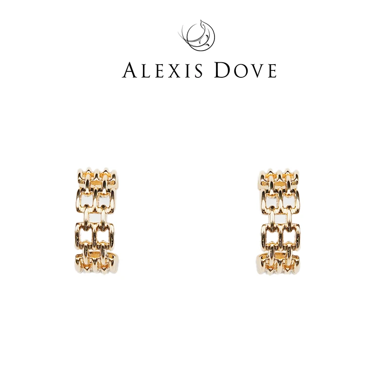 铜合金耳饰 气质百搭素款编织镂空耳钉V