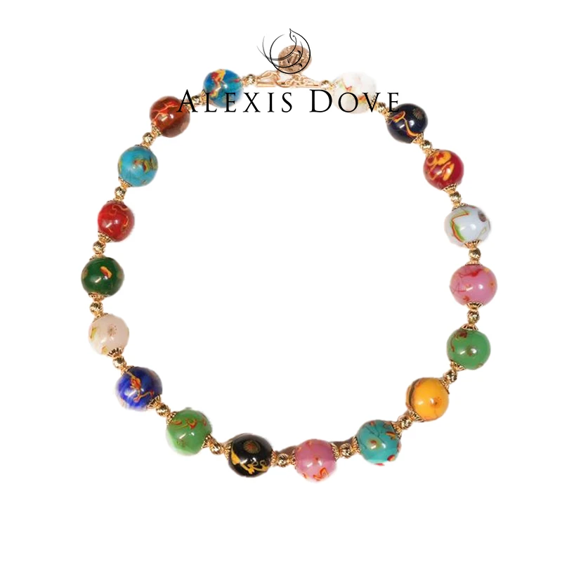 铜合金项链  古法手工多宝琉璃项链