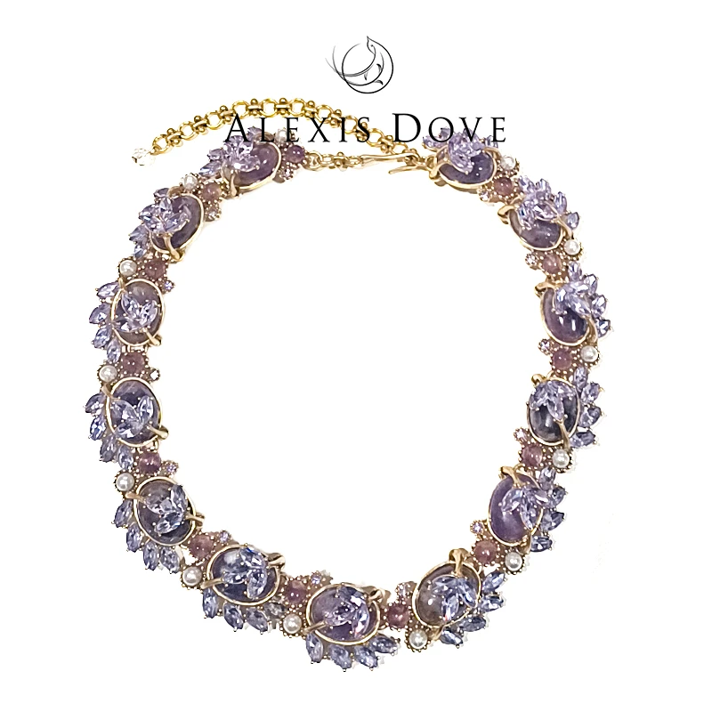 铜合金合成锆石项链 【乐亿】时尚高级感气质紫琦项链VI