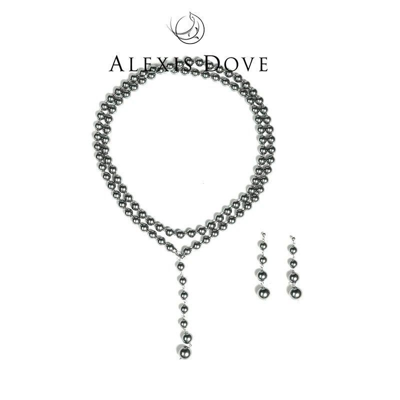 铜合金仿珍珠耳饰  法式轻奢气质百搭随性圆珠套装✓