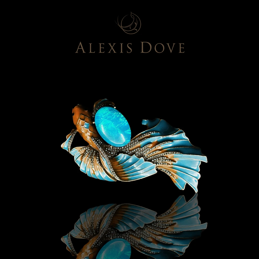 铜合金合成锆石胸针 【乐亿】新中式简约鱼梦之旅胸针VI