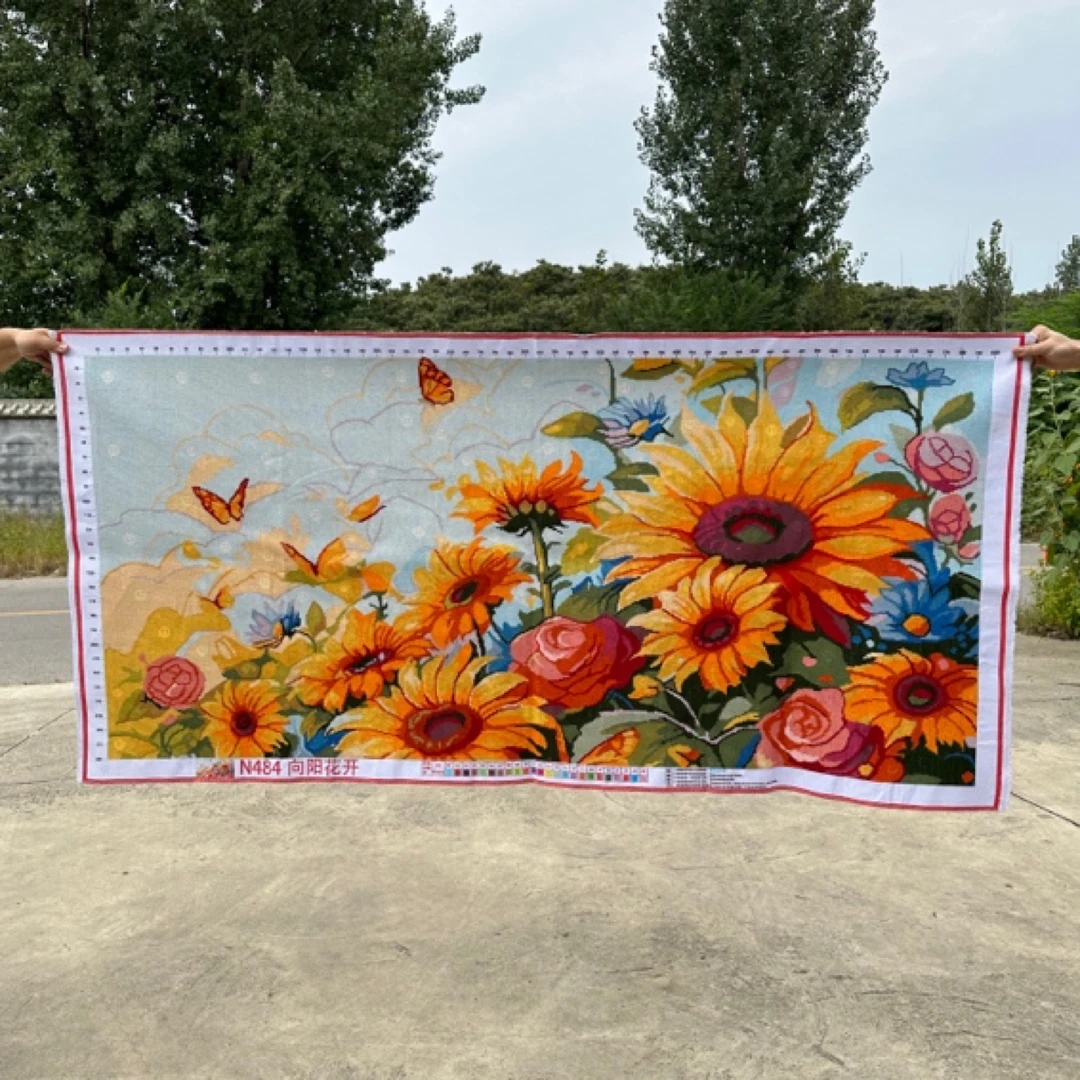 纯手工十字绣成品向阳花开浪漫大幅客厅卧室餐厅唯美挂画178×88