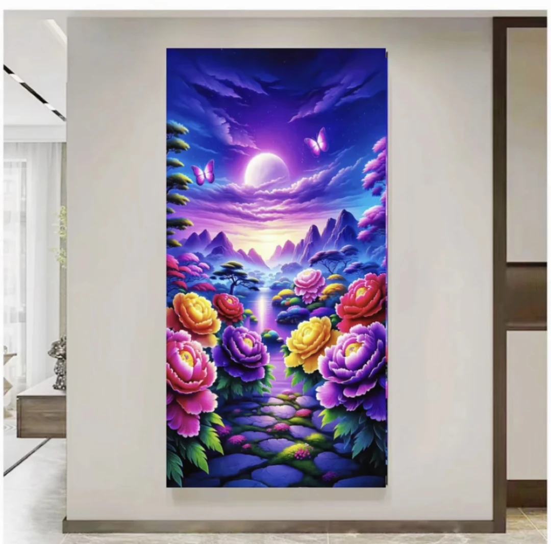 纯手工十字绣成品暗香疏影玄关过道挂画现代油梦幻风景装客饰画