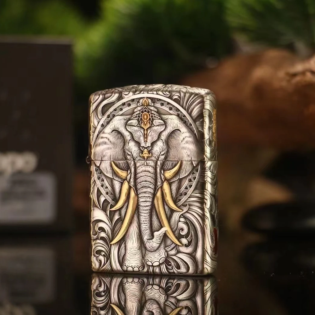 ZIPPO/之宝趴窝&鹰皇释迦六牙象煤油正品火机男士高档打火机