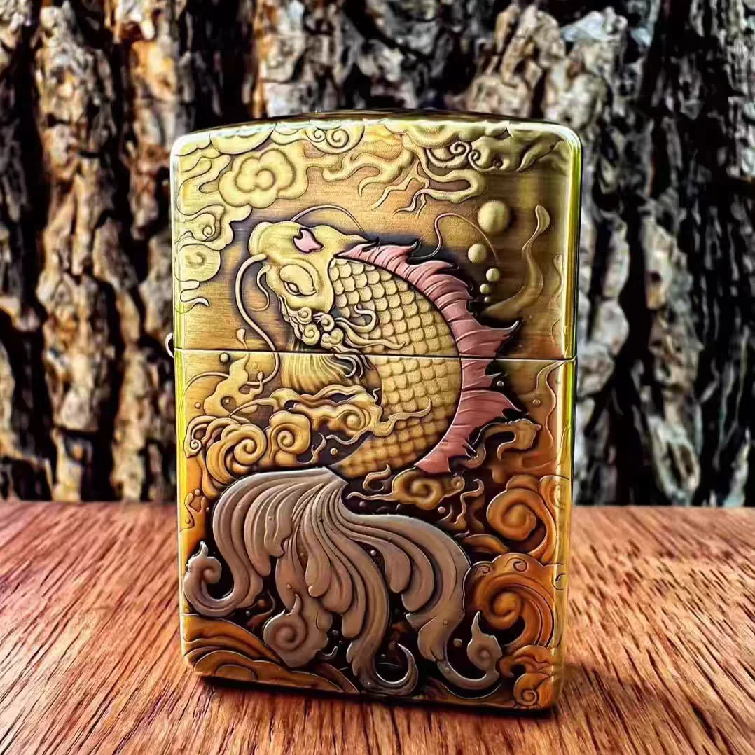 ZIPPO打火机火蛙鱼化龙正版礼盒男士防风送礼正品经典DY9812GQ