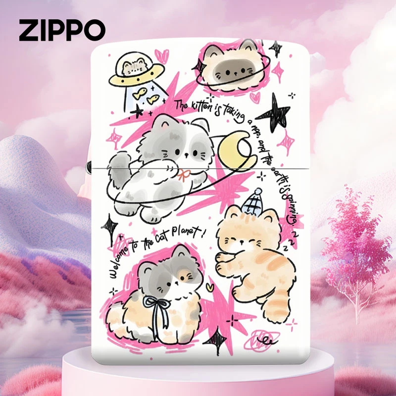 ZIPPO【火雀优选】彩印卡通惊喜喵煤油正品之宝火机送男友DY9802CY