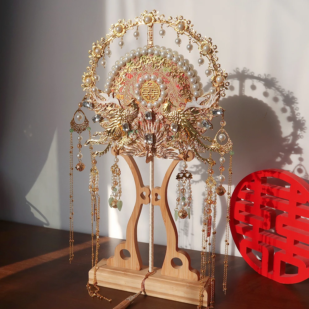 中式团扇diy材料包新娘秀禾团扇结婚礼物喜扇团扇新娘2025年新款