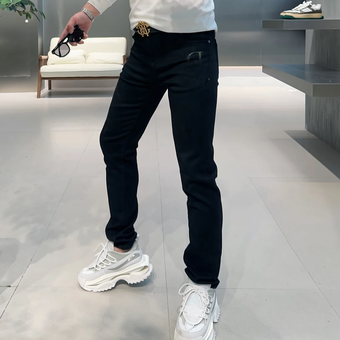 【VG轻奢】冬季新款高品质重工艺时尚百搭加绒牛仔裤6382