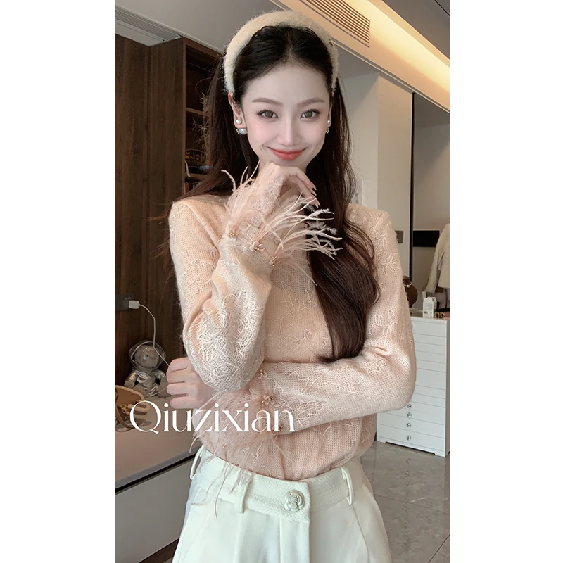 (子贤专属)秋冬新款内搭小衫女时尚设计感上衣粉色