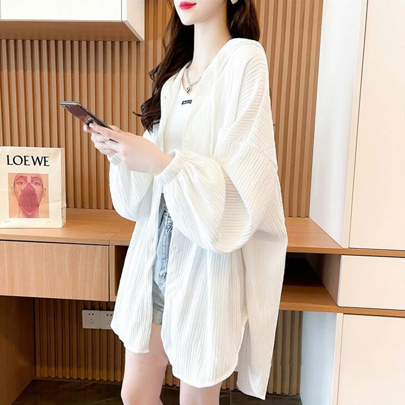夏季薄款宽松ins网红防晒衣女款2025新款大码时尚空调衫外套