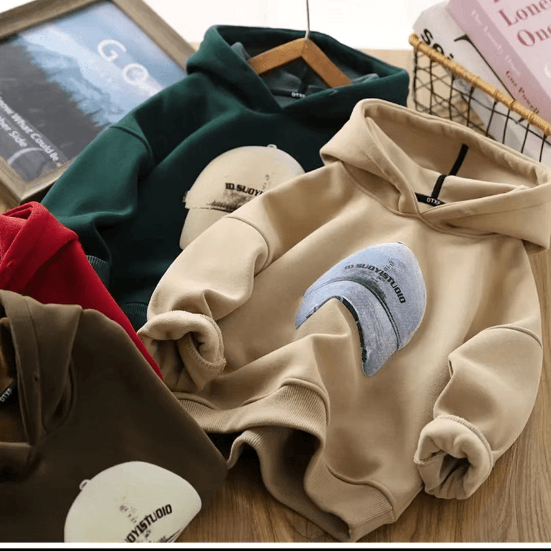 儿童连帽加绒卫衣冬装新款中大童男孩上衣DTXF-23205