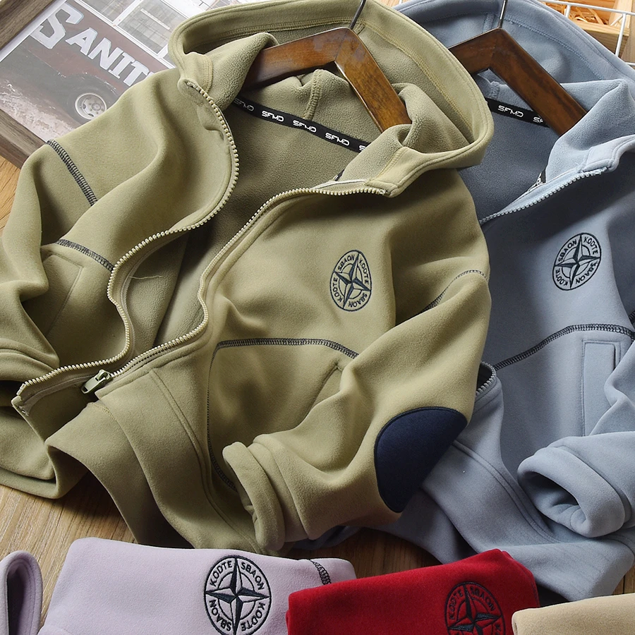 儿童加绒外套秋冬季慕斯绒防风连帽中大童洋气百搭休闲外套24D03