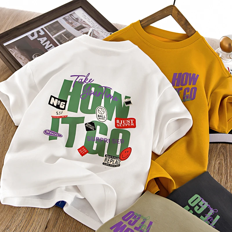 儿童夏装半袖薄款体恤男童2024夏季新款中大童时尚短袖HZ-2235