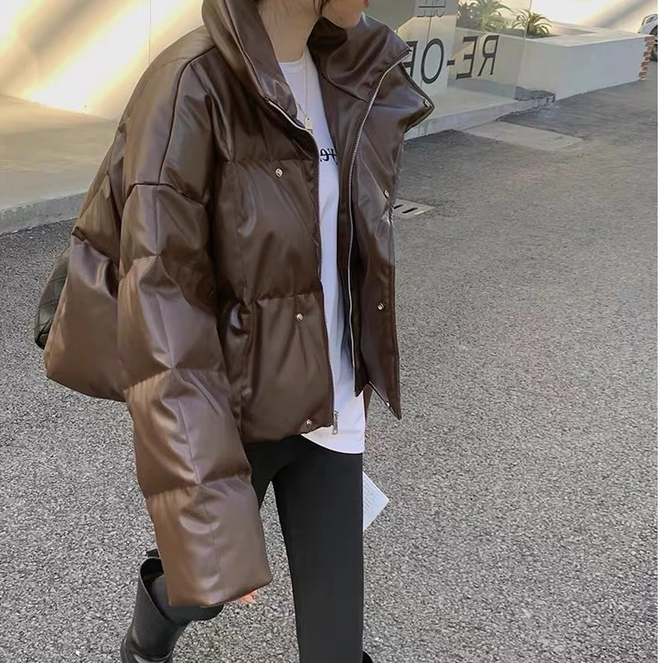 【保暖羽绒服】真皮绵羊皮白鹅绒短款宽松休闲羽绒服