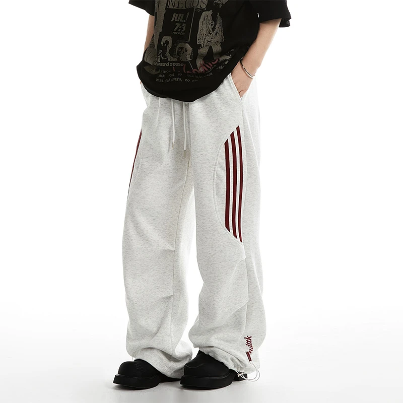 NOONOZ灰色卫裤男夏季潮牌街舞嘻哈百搭运动裤美式宽松直筒休闲裤