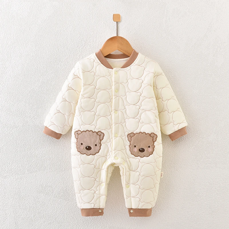 【秋冬上新】婴儿夹棉加厚连体春秋季新生儿保暖哈衣外穿宝宝秋装