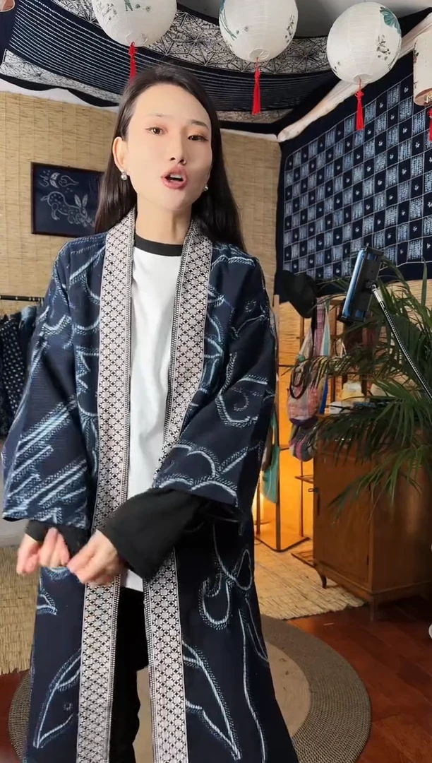 【闪购商品】设计师款缝染老蜡染中长款外套