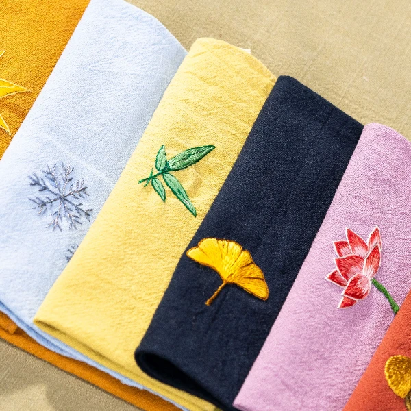 云帆【茶巾手帕】手工刺绣棉麻