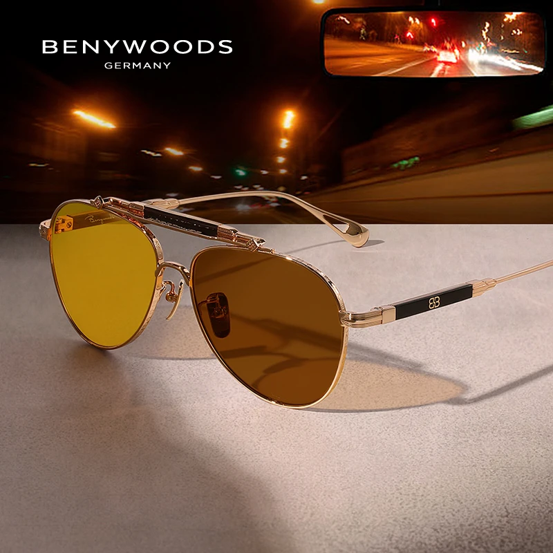 Benywoods新款墨镜夜视变色开车专用夜间增亮防眩光偏光太阳镜男L
