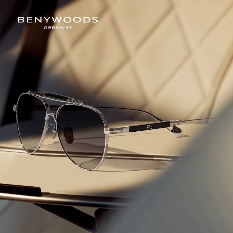 Benywoods近视墨镜男款大框可配度数复古双梁蛤蟆框变色太阳镜