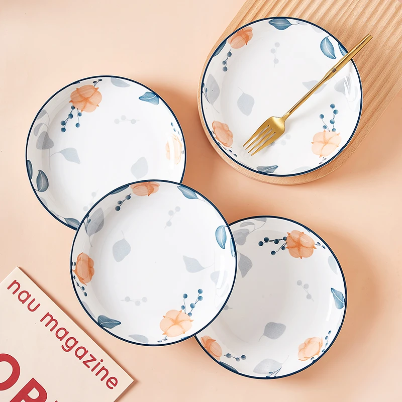 【木棉花】 清新优雅风 8英寸饭盘深盘菜盘子 釉下彩耐高温家用